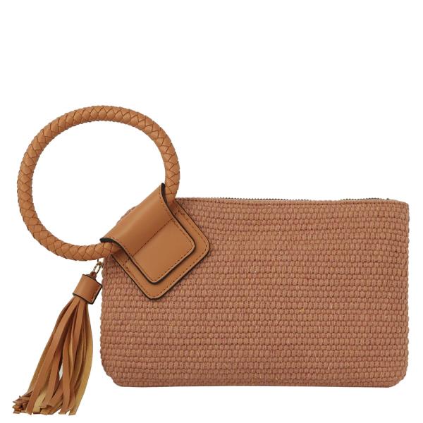 (ONLINE ONLY) FASHION BRAID CIRCLE HANDLE TASSEL ZIPPER BAG