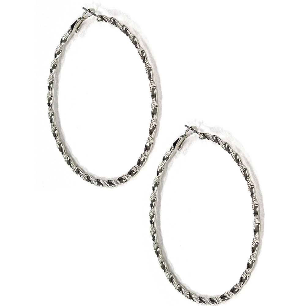 METAL TWIST 60MM HOOP EARRING