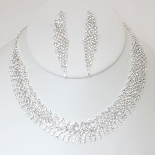 RHINESTONE NECKLACE EARRING SET