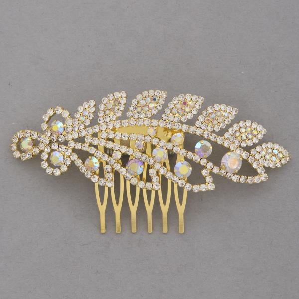 LEAF RHINESTONE HAIR COMB