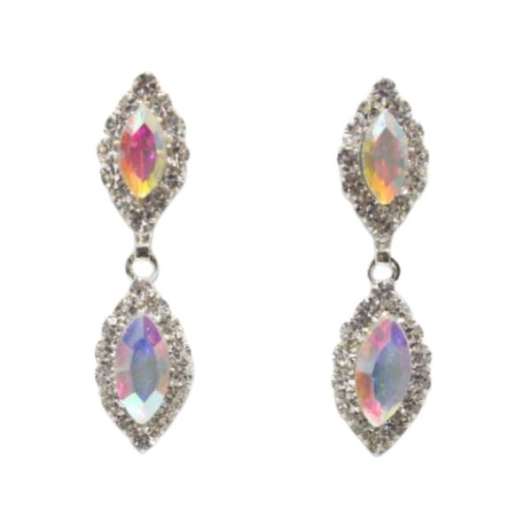 DOUBLE MARQUISE RHINESTONE DANGLE EARRING