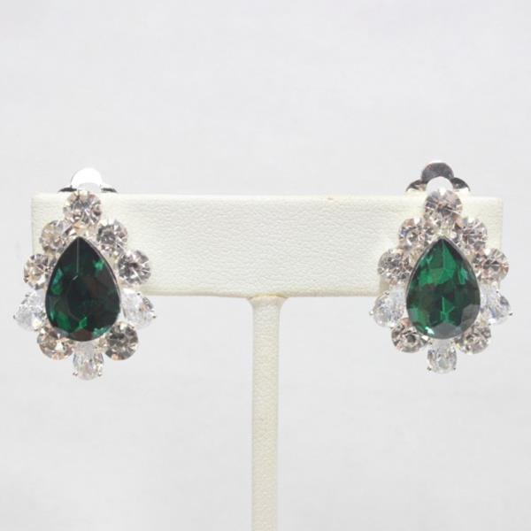 TEARDROP RHINESTONE CLIP EARRING