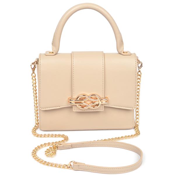 FAUX LEATHER TOP HANDLE FLAP CROSSBODY BAG