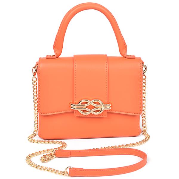 FAUX LEATHER TOP HANDLE FLAP CROSSBODY BAG