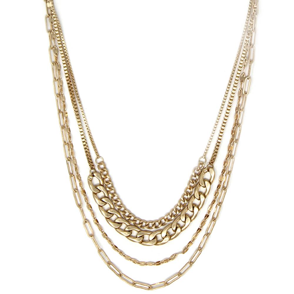 CURB LINK METAL LAYERED NECKLACE