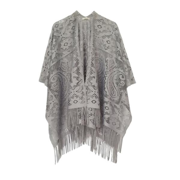 FLORAL LACE KIMONO WITH FRINGE