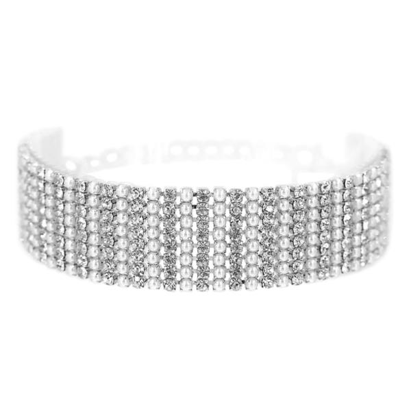 RHINESTONE PEARL 8ROW BRACELET