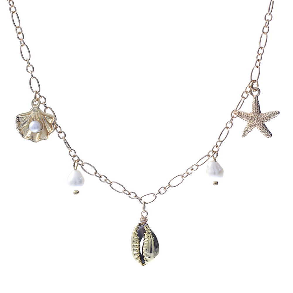 COWRIE SHELL FRESH WATER PEARL STARFISH NECKLACE