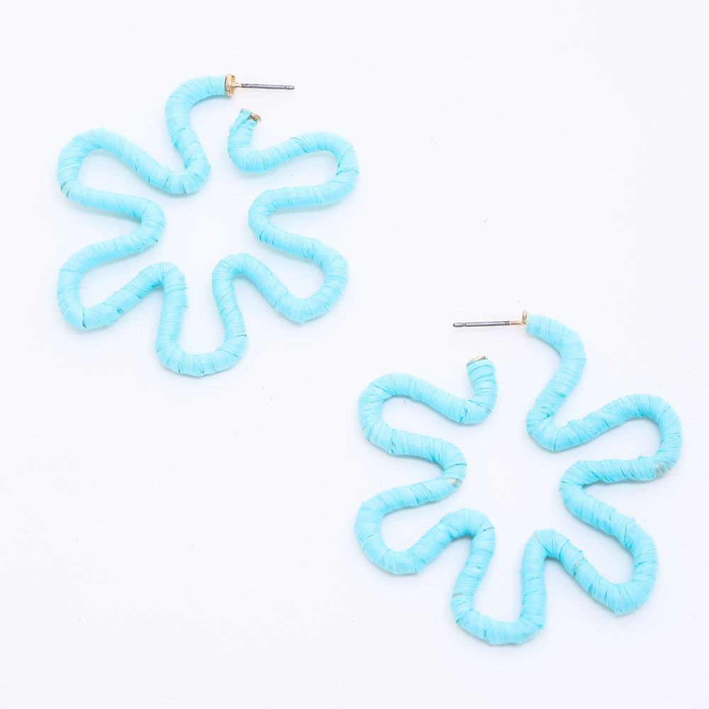 RAFFIA WRAP FLOWER HOOP EARRING