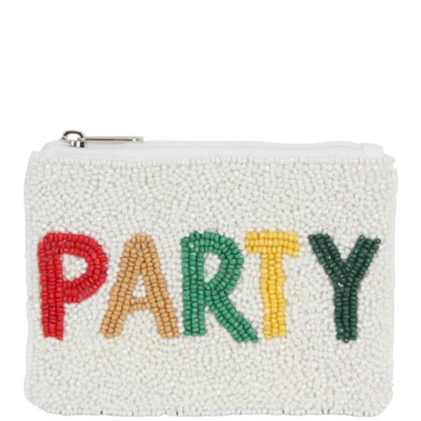 COLORED PARTY SEED BEAD ZIPPER BAG