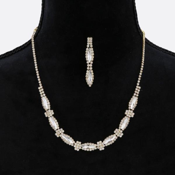 FASHION RHINESTONE NECKLACE EARRING SET