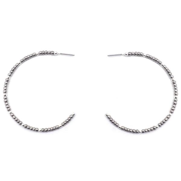 SEED BEAD OPEN HOOP EARRING