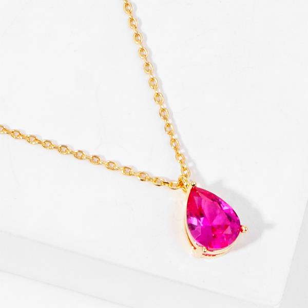 CURBIC ZIRCONIA TEARDROP NECKLACE