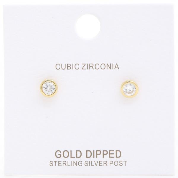 CUBIC ZIRCONIA DAINTY GOLD DIPPED EARRING