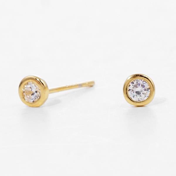 CUBIC ZIRCONIA DAINTY GOLD DIPPED EARRING