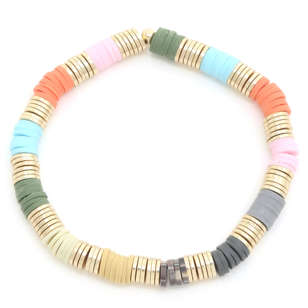 RUBBER METAL DISC BEADED BRACELET