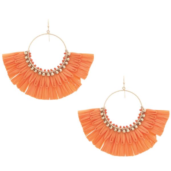 RAFFIA FAN ROUND DANGLE EARRING