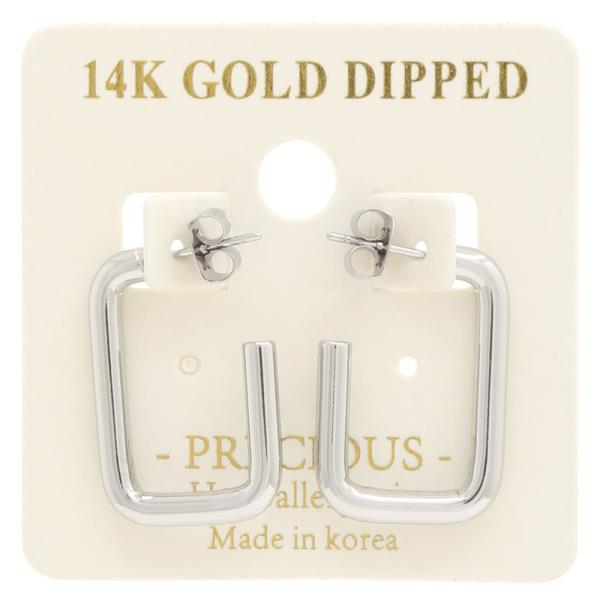14K GOLD DIPPED RECTANGLE EARRING