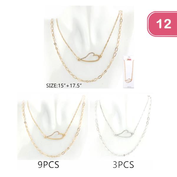 HEART DOUBLE LAYER FASHIONNECKLACE (12UNITS)