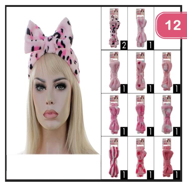 FASHION FUZZY RIBBON SPA HEADBAND (12 UNITS)