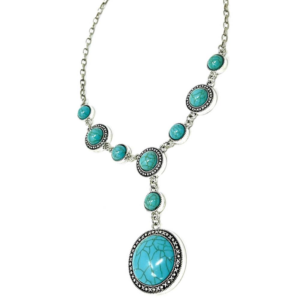 TURQUOISE WESTERN METAL NECKLACE