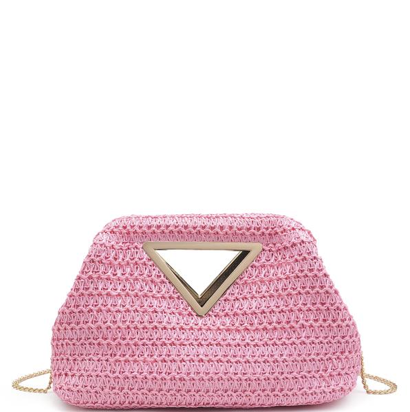 FASHION STRAW WOVEN TEXTURE ALL OVER HANDLE CROSSBODY BAG