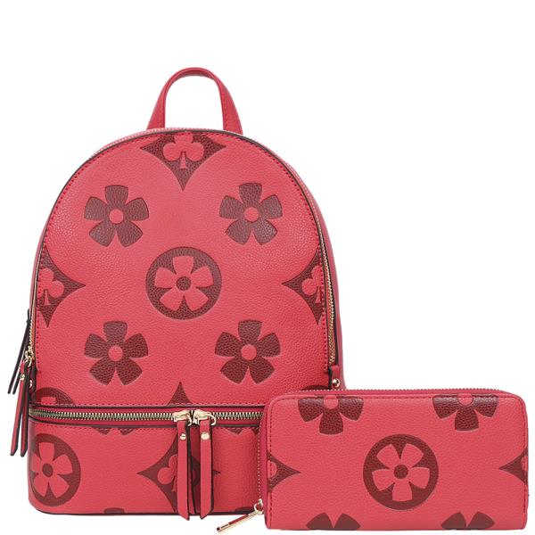 2IN1 PRINT ZIPPER BACKPACK WITH WALLET SET