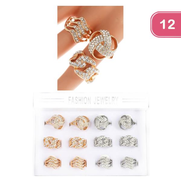 FASHION RHINESTONE CHAIN LIKE RING(12UNITS)