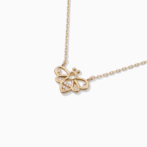 18K GOLD RHODIUM DIPPED SWEET AS CAN BEE CZ NECKLACE