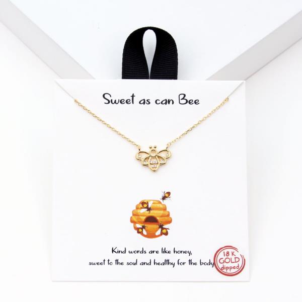 18K GOLD RHODIUM DIPPED SWEET AS CAN BEE CZ NECKLACE