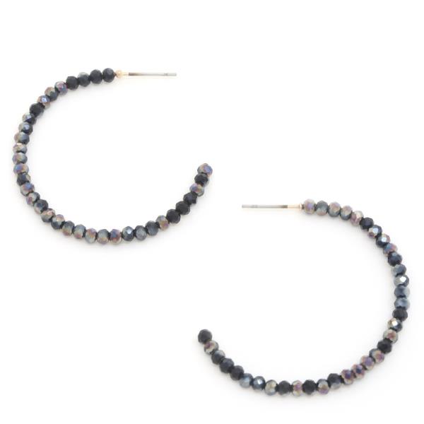 BEADED OPEN CIRCLE EARRING