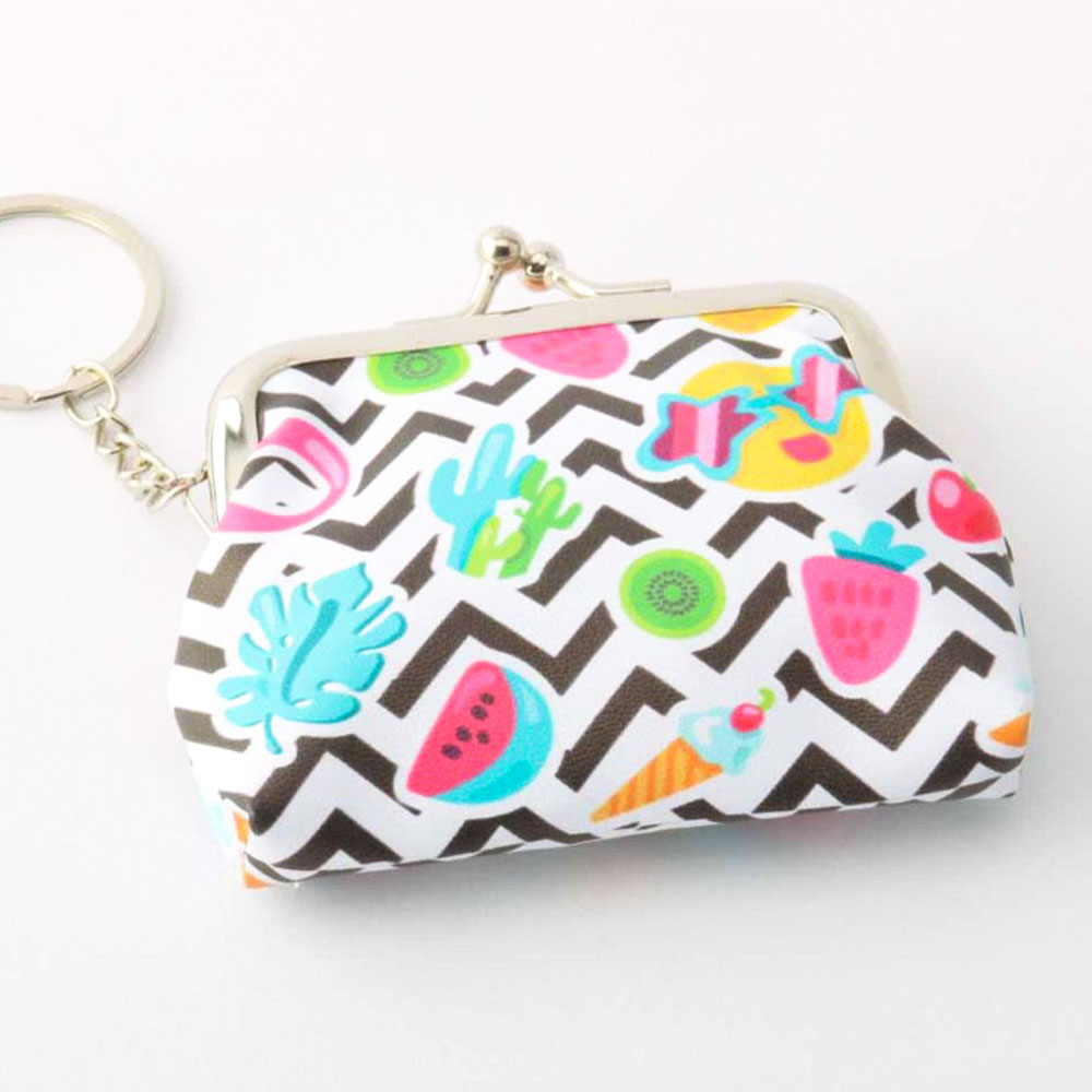 PRINT ASSORTED COIN PURSE KEYCHAIN (12 UNITS)