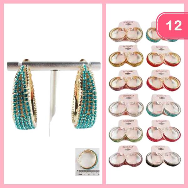 RHINESTONE METAL EARRING (12 UNITS)
