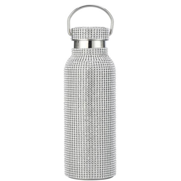 RHINESTONE WATER BOTTLE WITH HANDLE CAP