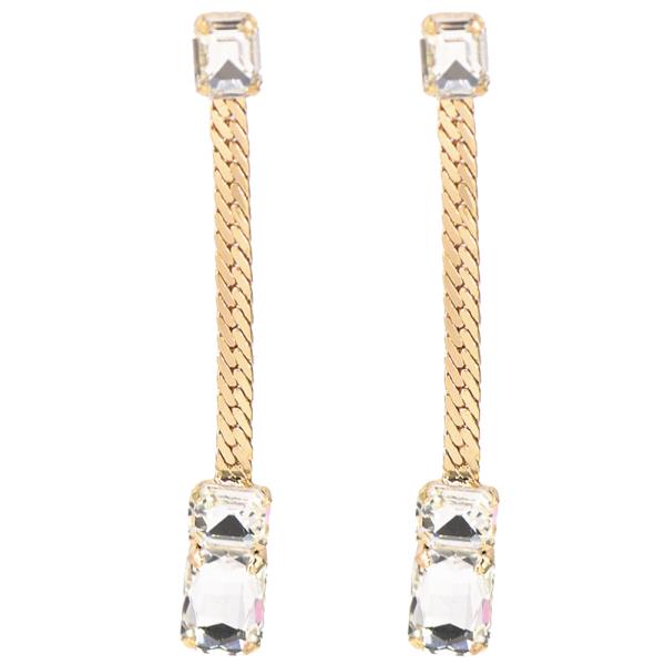 HRB CHAIN SQUARE STONE EARRING