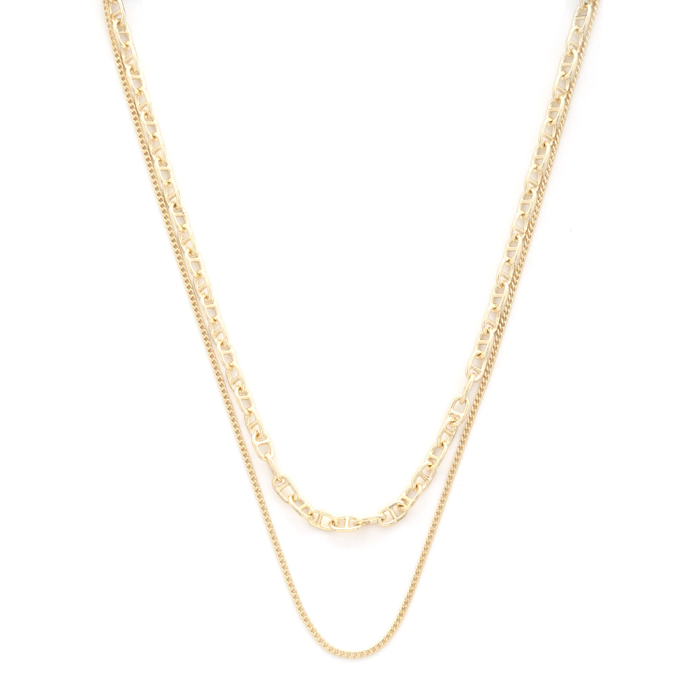 SODAJO OVAL LINK METAL LAYERED NECKLACE