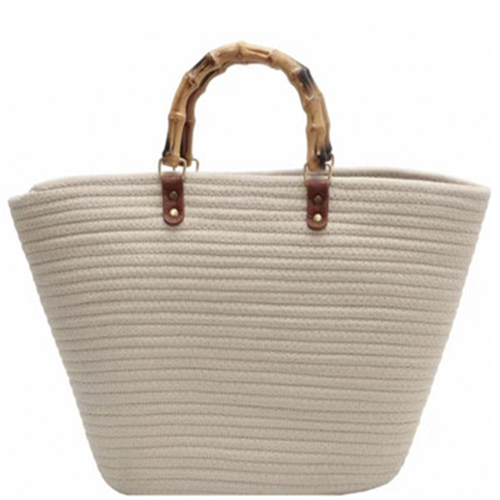 FASHION WOODEN HANDLE TOTE BAG