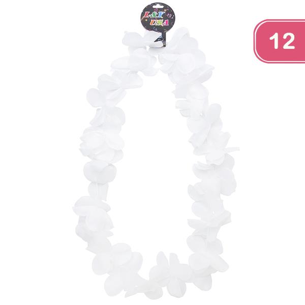 LACE SOLID WHITE FLOWER LEIS (12 UNITS)