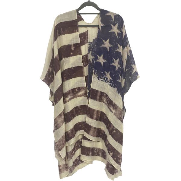 RUSTIC FLAG PRINTED KIMONO