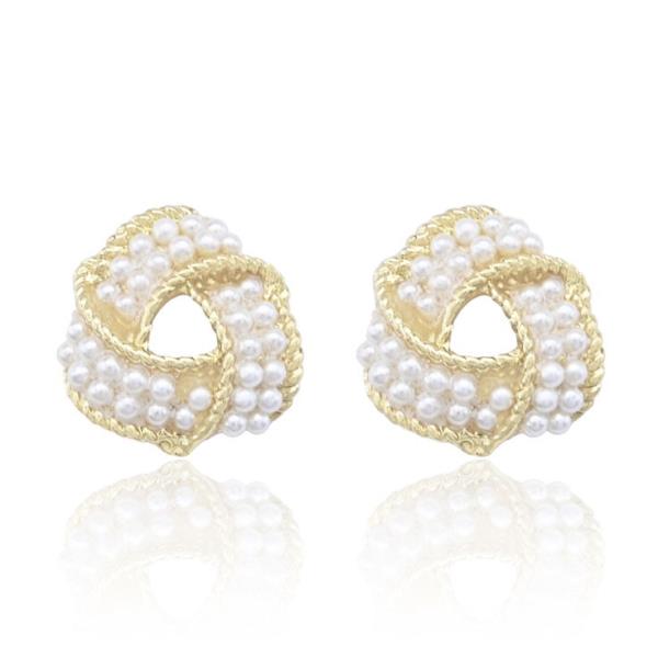 ROUND PEARL KNOT POST EARRING