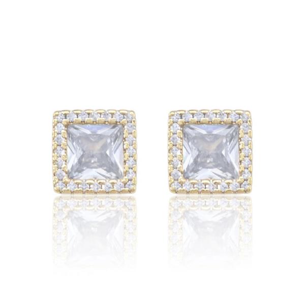 SQUARE CRYSTAL METAL EARRING