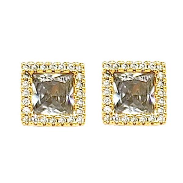 SQUARE CRYSTAL METAL EARRING