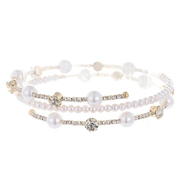 RHINESTONE PEARL MEMORY WIRE BRACELET