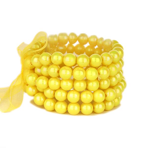 RIBBON AB BALL BEAD MULTI STRETCH BRACELET SET