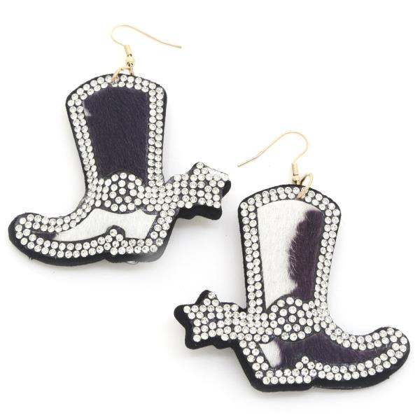 COW WESTERN STYLE BOOTS DANGLE EARRING