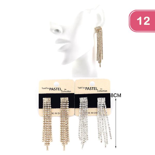 FASHION RHINESTONE DANGLE EARRING (12 UNITS)