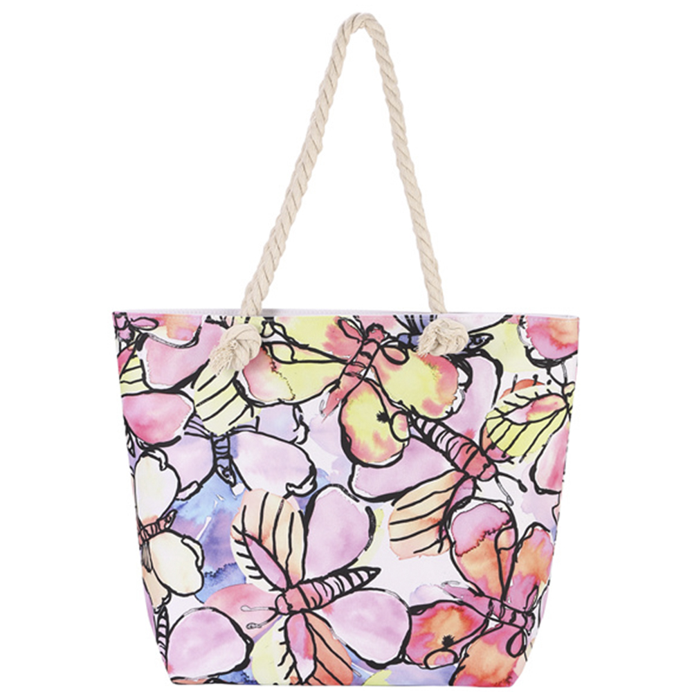MULTI COLOR BUTTERFLY WATER PRINT TOTE BAG