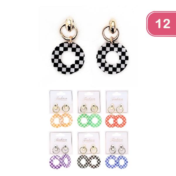 CHECKERBOARD EARRING (12 UNITS)