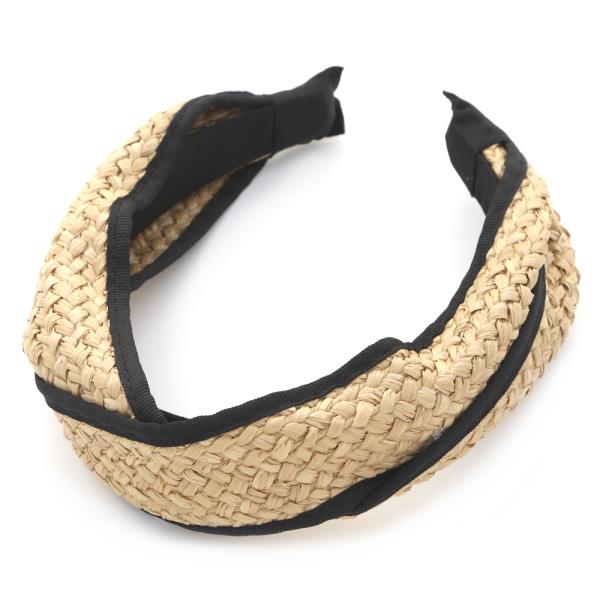 CRISS CROSS RAFFIA FABRIC EDGE HEADBAND