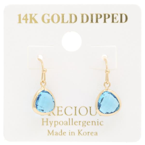 14K GOLD DIPPED METAL CRYSTAL EARRING